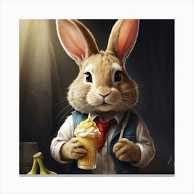 Rabbit With Bananas Canvas Print