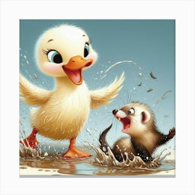 Duck And Ferret Canvas Print