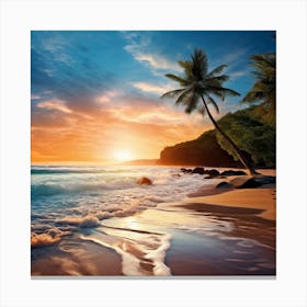 Sunset On The Beach Canvas Print