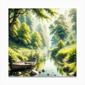 Boat In The River Canvas Print