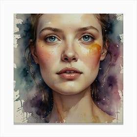 Watercolor Portrait Of A Girl Canvas Print