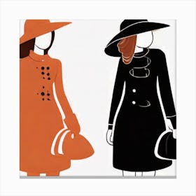 Two Women In Hats Canvas Print