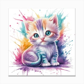 Cute Cat Kitten Painting Canvas Print