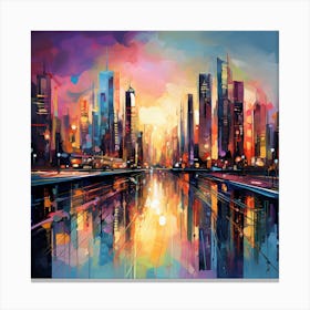 Cityscape At Night 1 Canvas Print