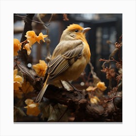Yellow Bird On A Branch Canvas Print