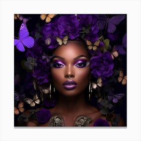 Purple Beauty With Butterflies 6 Canvas Print