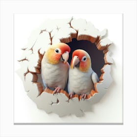 Two Parrots In A Hole Canvas Print