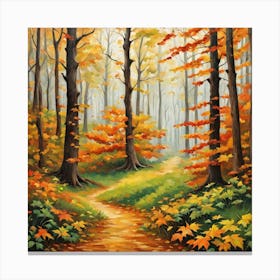 Forest In Autumn In Minimalist Style Square Composition 223 Canvas Print