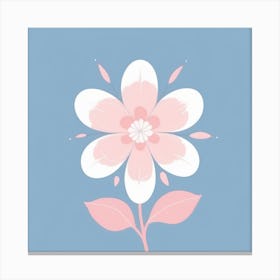 A White And Pink Flower In Minimalist Style Square Composition 562 Canvas Print