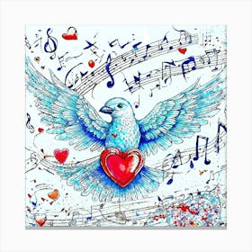 Dove With Music Notes Canvas Print