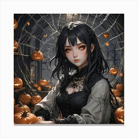 Halloween Goth Anime Girl 1 Canvas Print