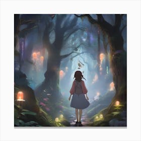Anime Girl In The Forest Canvas Print