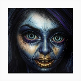 Woman With Blue Makeup Canvas Print