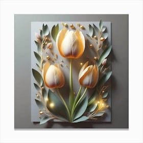 Decorated paper and tulip flower 10 Canvas Print