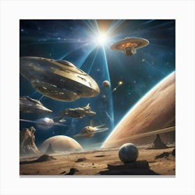 Aliens In Space Art print paintings Canvas Print