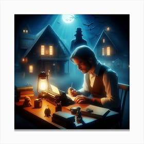 Man Writing A Letter Canvas Print