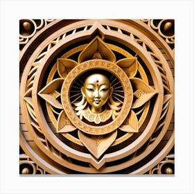 Golden Serenity: Celestial Lotus Geometry in Chinese Elegance Canvas Print