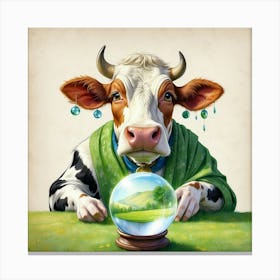 Cow With A Crystal Ball 1 Canvas Print