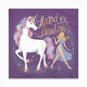 Unicorn And Girl Canvas Print
