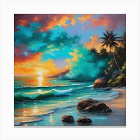 Sunset At The Beach 764 Canvas Print