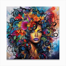 Woman With Colorful Hair 9 Canvas Print