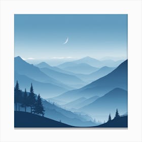 Misty mountains background in blue tone 72 Canvas Print