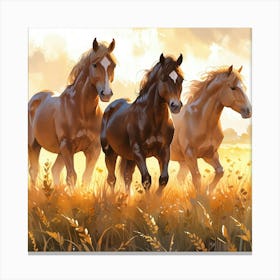 Horses In The Field 3 Canvas Print