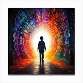 Firefly Whimsical Silhouette Of A Child Emerging Through A Colorful, Ethereal Portal 67555 (2) Canvas Print