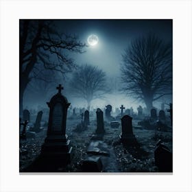 Graveyard At Night 12 Canvas Print