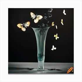 Butterflies In A Vase Canvas Print