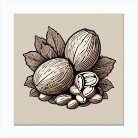 Almonds And Leaves Canvas Print