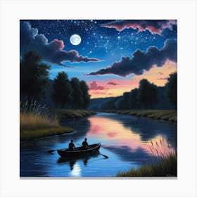 Night On The River Canvas Print