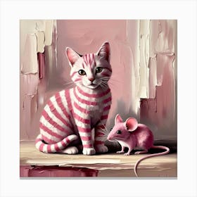 Cat And Mouse Friends 1 Canvas Print