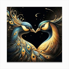 Peacocks In Love 1 Canvas Print