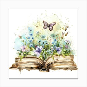 Open Book With Butterflies Canvas Print