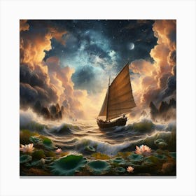 Sailing boat with ominous sky Canvas Print