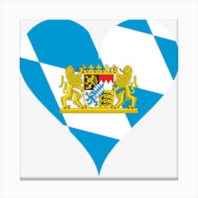 Heart Love Flag Bavaria Coat Of Arms Canvas Print