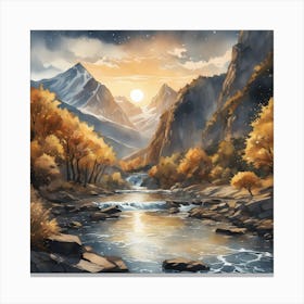 Sunset In The Mountains Canvas Print