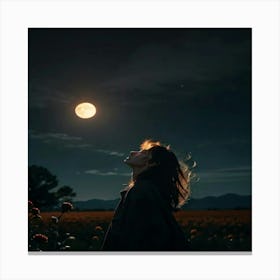 Full Moon In The Field 1 Canvas Print