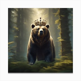 King Bear In The Forest 1 Canvas Print