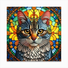 Stained Glass Cat Canvas Print