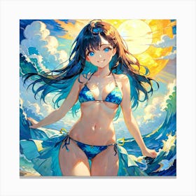 Anime Girl In Bikini gui Canvas Print
