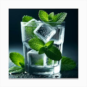 Iced Water With Mint Leaves Canvas Print