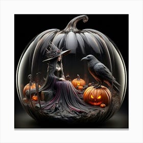 Witch In A Pumpkin Canvas Print