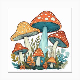 Mushrooms In The Forest 1 Canvas Print