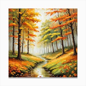 Forest In Autumn In Minimalist Style Square Composition 201 Canvas Print