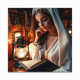 Beautiful Woman Reading Book31 Canvas Print