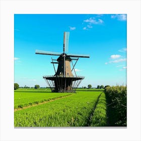 Windmill In The Field Canvas Print