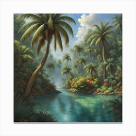 Palm Trees In The Jungle Canvas Print