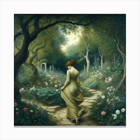 Girl In A Garden 6 Canvas Print